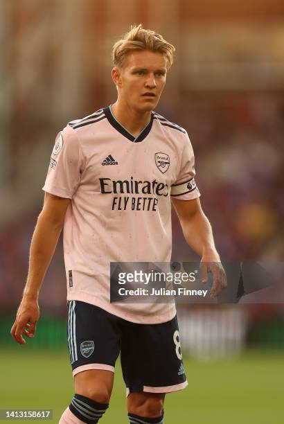 Martin Odegaard of Arsenal looks on during the Premier League match between Crystal Palace and Arsenal FC at Selhurst Park on August 05, 2022 in...