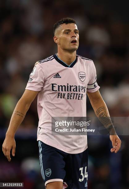 Granit Xhaka of Arsenal during the Premier League match between Crystal Palace and Arsenal FC at Selhurst Park on August 05, 2022 in London, England.