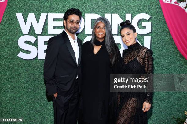 Suraj Sharma, Swati Shetty and Pallavi Sharda attend Netflix's "Wedding Season" screening at The Bay Theater on August 05, 2022 in Pacific Palisades,...