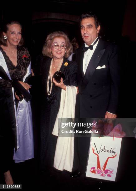 Guest, Marta Ornelas and Placido Domingo at the Valentino-Thirty Years of Magic Gala Retrospective, 67th Street Armory, New York City.