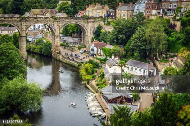 the railway viaduct in knaresborough - northern rail uk stock pictures, royalty-free photos & images