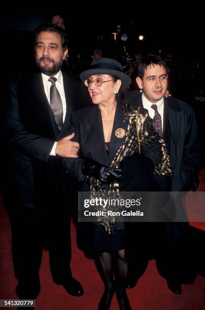 Placido Domingo, Marta Ornelas and Placido Domingo Jr. At the Sneak Preview Gala Celebration, Sony Plaza Theater, New York City.