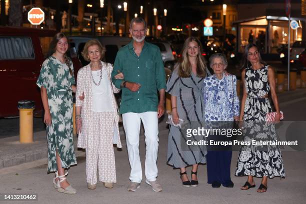 The Royal Family dine out in Mallorca on August 6, 2022 in Mallorca, Spain.