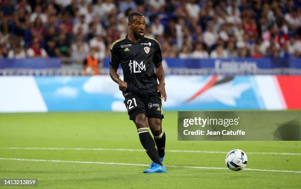 Cedric Avinel of Ajaccio during the Ligue 1 match between Olympique Lyonnais and AC Ajaccio at Groupama Stadium on August 5, 2022 in Decines near...