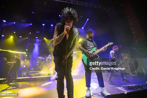 Vocalist Kellin Quinn of Sleeping With Sirens performs on stage at The Observatory North Park on August 05, 2022 in San Diego, California.