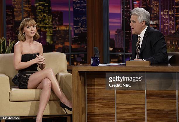 Christina Ricci -- Air Date -- Episode 3551 -- Pictured: Actress Christina Ricci during an interview with host Jay Leno on May 6, 2008 -- Photo by:...