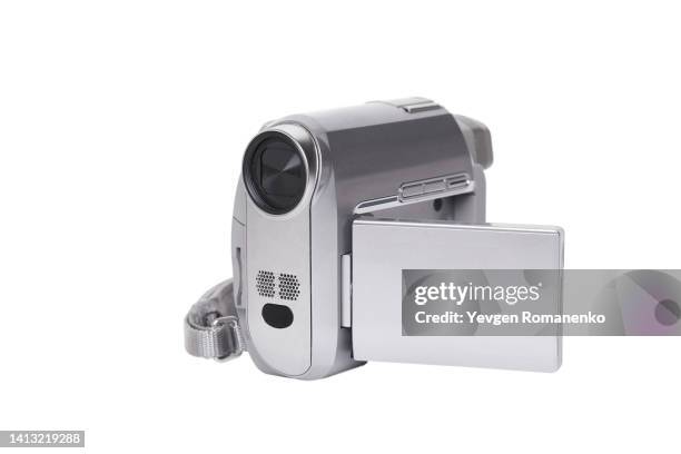 video camera isolated on white background - digital camcorder stock pictures, royalty-free photos & images