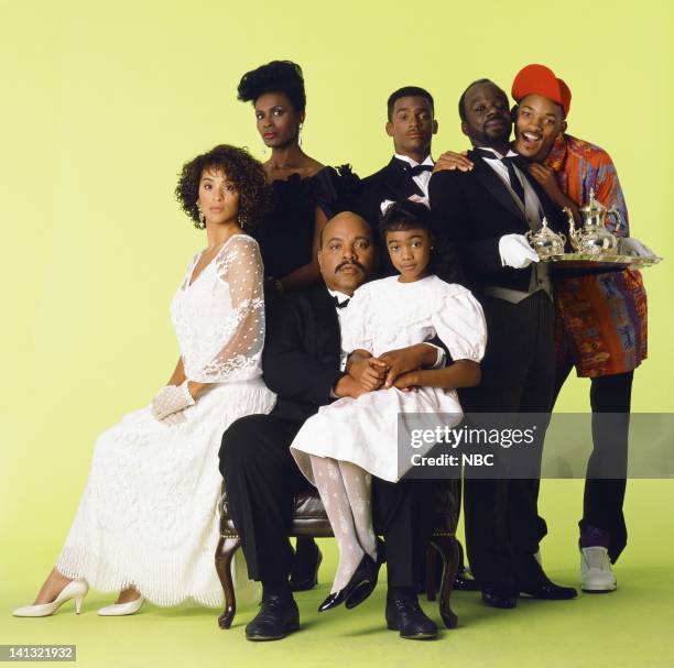 Season 1 -- Pictured: Karyn Parsons as Hilary Banks, Janet Hubert as Vivian Banks, James Avery as Philip Banks, Tatyana Ali as Ashley Banks, Alfonso...