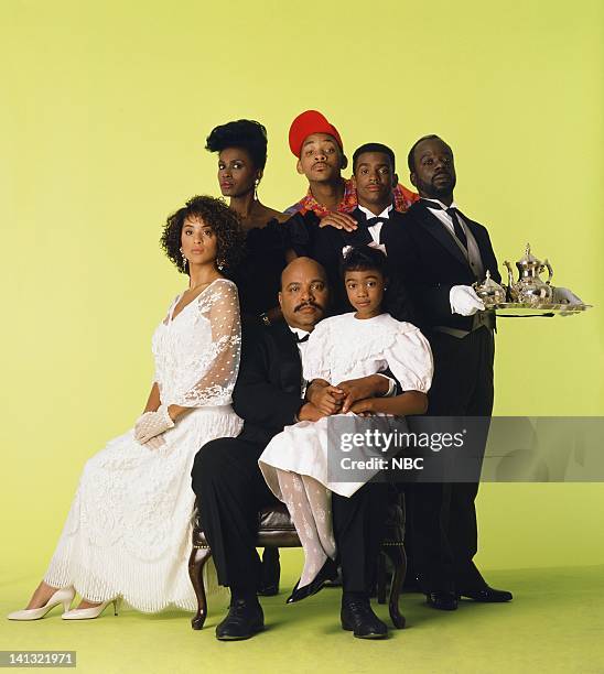 Season 1 -- Pictured: Karyn Parsons as Hilary Banks, James Avery as Philip Banks, Tatyana Ali as Ashley Banks Janet Hubert as Vivian Banks, Will...