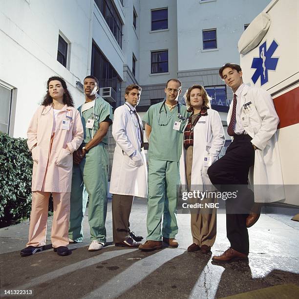 Season 1 -- Pictured: Julianna Margulies as Nurse Carol Hathaway, Eriq La Salle as Doctor Peter Benton, George Clooney as Doctor Doug Ross, Anthony...