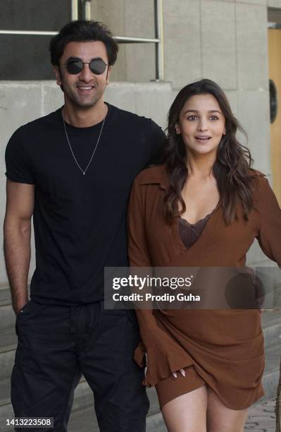 Ranbir Kapoor and Alia Bhatt attend the special preview of Deva Deva song on August 06, 2022 in Mumbai, India