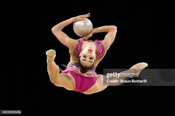 Suzanna Shahbazian of Team Canada competes with ball during the Ball Final on day nine of the Birmingham 2022 Commonwealth Games at Arena Birmingham...