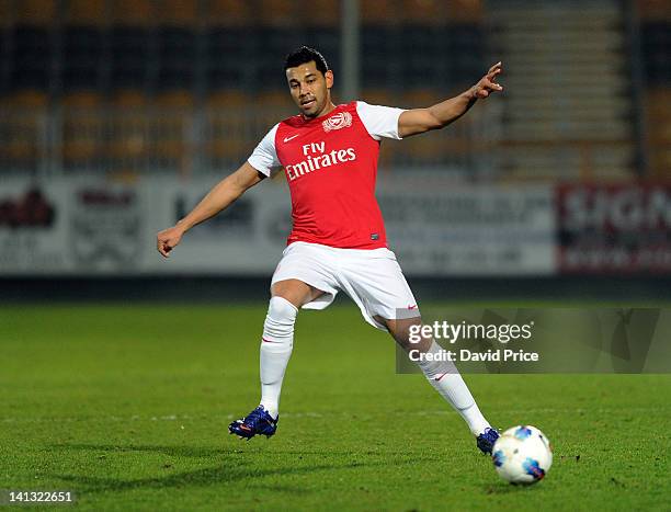 Andre Santos of Arsenal during the Barclays Premier Reserve League match between Arsenal Reserves and West Bromwich Albion Reserves at Underhill...