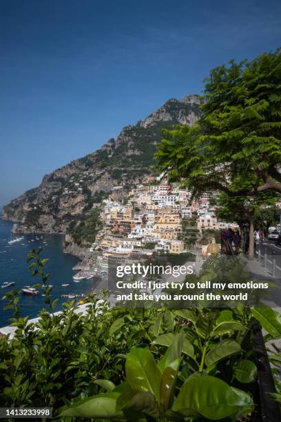 positano in the amalfi coast, salerno, campania region - italy - ravello stock-fotos und bilder
