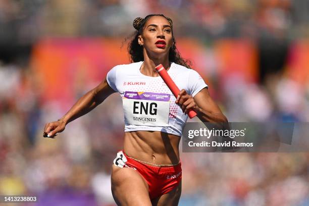 Ashleigh Nelson of Team England competes during the Women's 4 x 100m Relay - Round 1 - Heat 2 on day nine of the Birmingham 2022 Commonwealth Games...