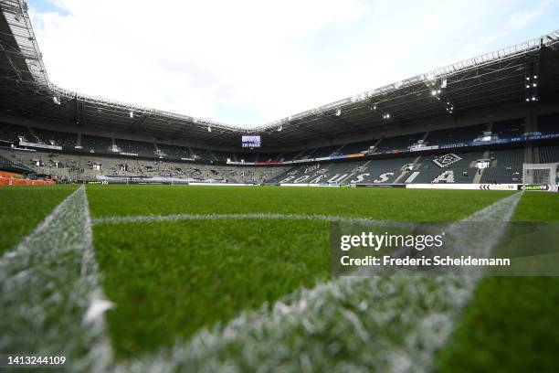 General view of the inside of the stadium prior to kick off of the Bundesliga match between Borussia Mönchengladbach and TSG Hoffenheim at...