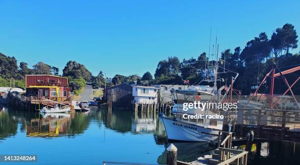 fort bragg, california. noyo harbor district. - mendocino county stock pictures, royalty-free photos & images