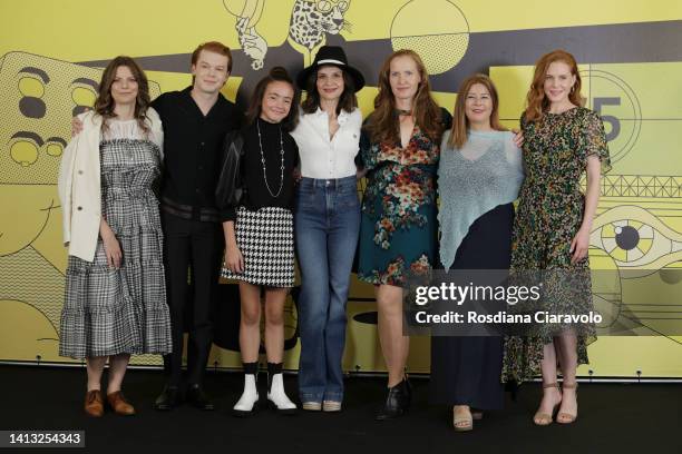 Georgia Bayliff, Cameron Monaghan, Hala Finley, Juliette Binoche, director Anna Gutto, Claudia Bluemhuber and Christiane Seidel attend the 75th...