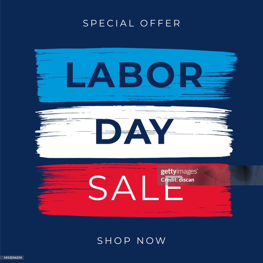 Labor Day Sale Design mit Pinseln.