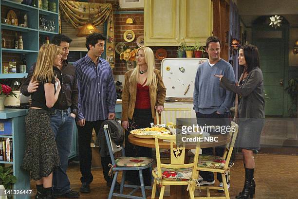 The One with Rachel's Going Away Party" -- Episode 16 -- Aired 4/29/2004 -- Pictured: Matt LeBlanc as Joey Tribbiani, Jennifer Aniston as Rachel...