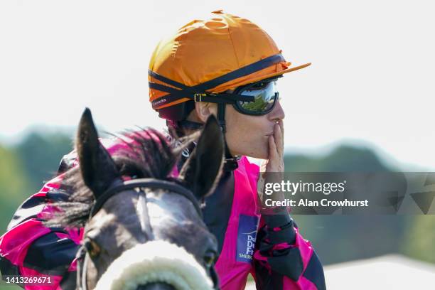 Emma-Jayne Wilson celebrates after riding Jungle Cove to win The Dubai Duty Free Shergar Cup Mile during The Shergar Cup at Ascot Racecourse on...