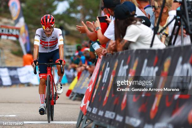 Kenny Elissonde of France and Team Trek - Segafredo crosses the finishing line during the 44th Vuelta a Burgos 2022, Stage 5 a 170km stage from Lerma...