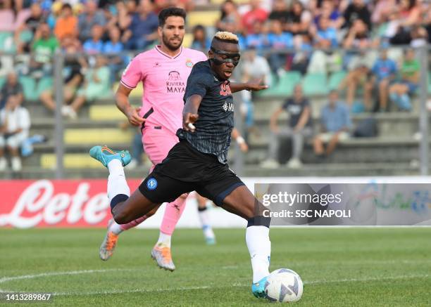 Vìctor Osimhen of Napoli in action during the SSC Napoli v Espanyol - Pre-Season Friendly at Stadio Teofilo Patini on August 06, 2022 in Castel di...