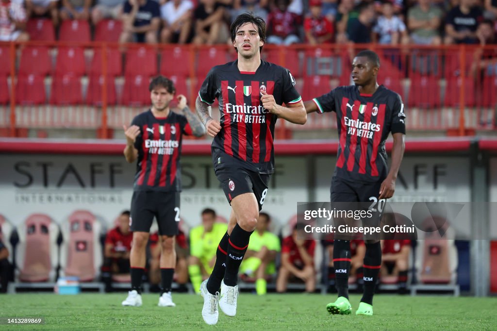 Sandro Tonali of AC Milan in action during the preseason friendly Sandro Tonali of AC Milan in action during the preseason friendly