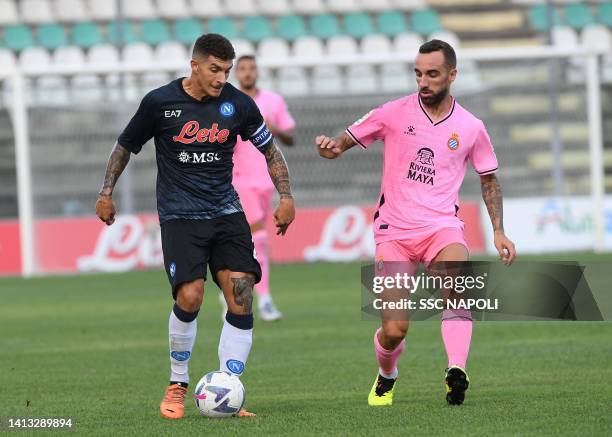 Giovanni Di Lorenzo of Napoli in action during the SSC Napoli v Espanyol - Pre-Season Friendly at Stadio Teofilo Patini on August 06, 2022 in Castel...