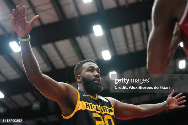 Donte Green of the Killer 3's defends against the Trilogy during BIG3 Week Eight at Comerica Center on August 06, 2022 in Frisco, Texas.