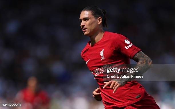 Darwin Nunez of Liverpool during the Premier League match between Fulham FC and Liverpool FC at Craven Cottage on August 06, 2022 in London, England.