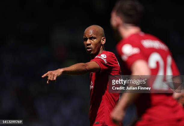 Fabinho of Liverpool during the Premier League match between Fulham FC and Liverpool FC at Craven Cottage on August 06, 2022 in London, England.