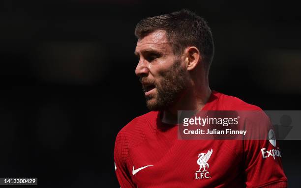 James Milner of Liverpool during the Premier League match between Fulham FC and Liverpool FC at Craven Cottage on August 06, 2022 in London, England.