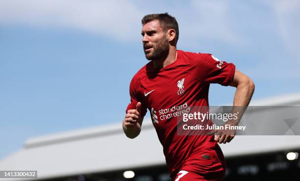 James Milner of Liverpool during the Premier League match between Fulham FC and Liverpool FC at Craven Cottage on August 06, 2022 in London, England.