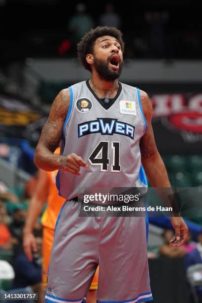 Glen Rice Jr. #41 of the Power reacts during a game against the Aliens during BIG3 Week Eight at Comerica Center on August 06, 2022 in Frisco, Texas.