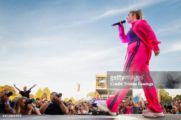 Ella Henders performs on the main stage at the 'We Are Fabuloso' festival during Brighton Pride on August 06, 2022 in Brighton, England.