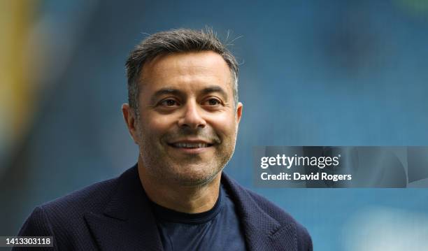 Andrea Radrizzani, the Leeds United chairman and owner looks on during the Premier League match between Leeds United and Wolverhampton Wanderers at...