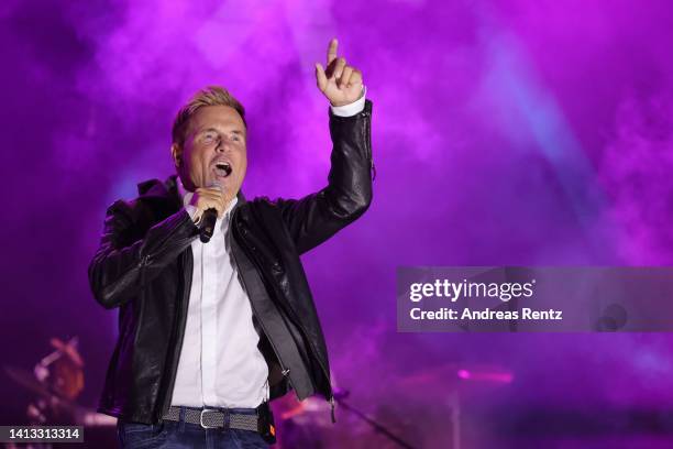Singer Dieter Bohlen performs on stage at "Lieblingslieder" Music Festival on August 06, 2022 in Bonn, Germany.