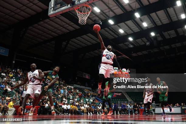 Justin Dentmon of the Tri-State shoots against the 3 Headed Monsters during BIG3 Week Eight at Comerica Center on August 06, 2022 in Frisco, Texas.