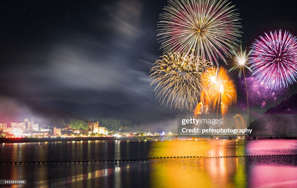 Summer fireworks festival in Japan