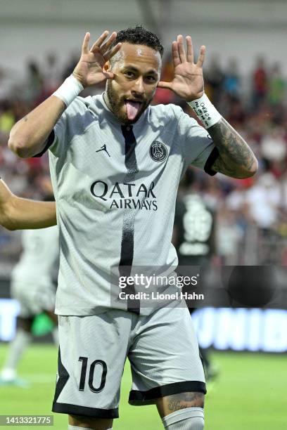 Neymar Jr of Paris Saint-Germain during the Ligue 1 match between Clermont Foot 63 and Paris Saint-Germain at Stade Gabriel Montpied on August 06,...