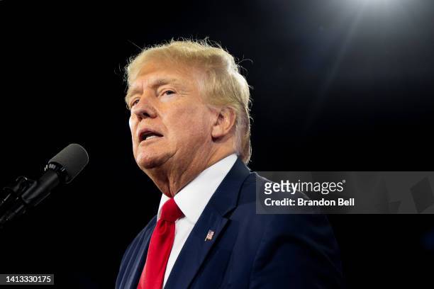 Former U.S. President Donald Trump speaks at the Conservative Political Action Conference held at the Hilton Anatole on August 06, 2022 in Dallas,...