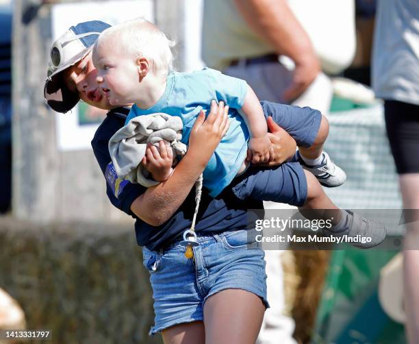 Mia Tindall and Lucas Tindall attend day 2 of the 2022 Festival of British Eventing at Gatcombe Park on August 6, 2022 in Stroud, England.