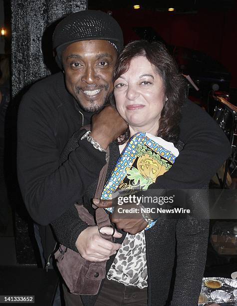 Tim Ries Album Release Party -- Pictured: Musician Bernard Fowler poses with a fan during saxophonist Tim Ries' release of his new album "Stones...