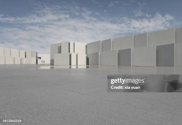 empty square front of modern architecture - museum exterior stock pictures, royalty-free photos & images