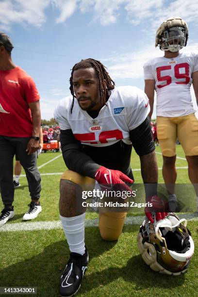 Robert Nkemdiche of the San Francisco 49ers during training camp at the SAP Performance Facility on August 1, 2022 in Santa Clara, California.