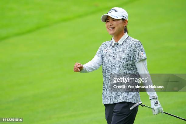 Sakura Yokomine of Japan smiles on the 6th hole during the final round of Hokkaido meiji Cup at Sapporo International Country Club Shimamatsu Course...