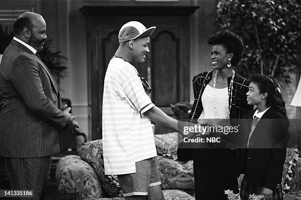 The Fresh Prince Project" Episode 1 -- Pictured: James Avery as Philip Banks, Will Smith as William 'Will' Smith, Janet Hubert as Vivian Banks,...