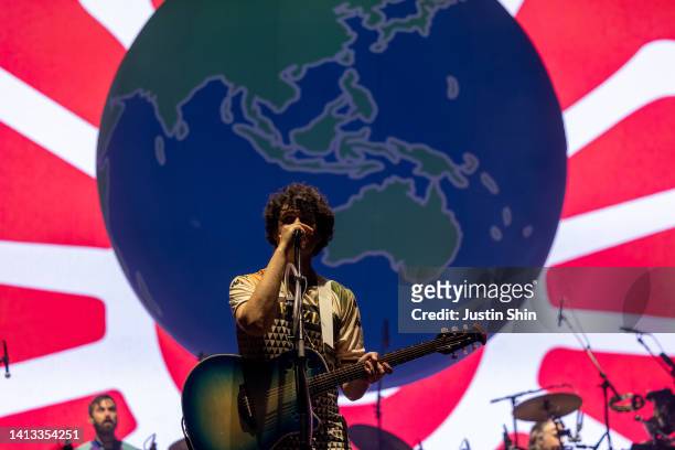 Ezra Koenig of Vampire Weekend performs during the Incheon Pentaport Music Festival on August 06, 2022 in Incheon, South Korea.