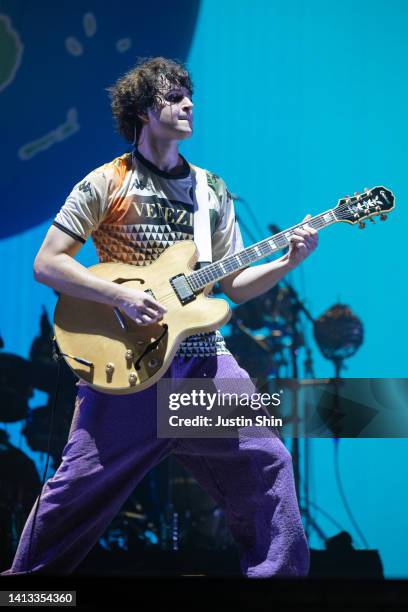 Ezra Koenig of Vampire Weekend performs during the Incheon Pentaport Music Festival on August 06, 2022 in Incheon, South Korea.